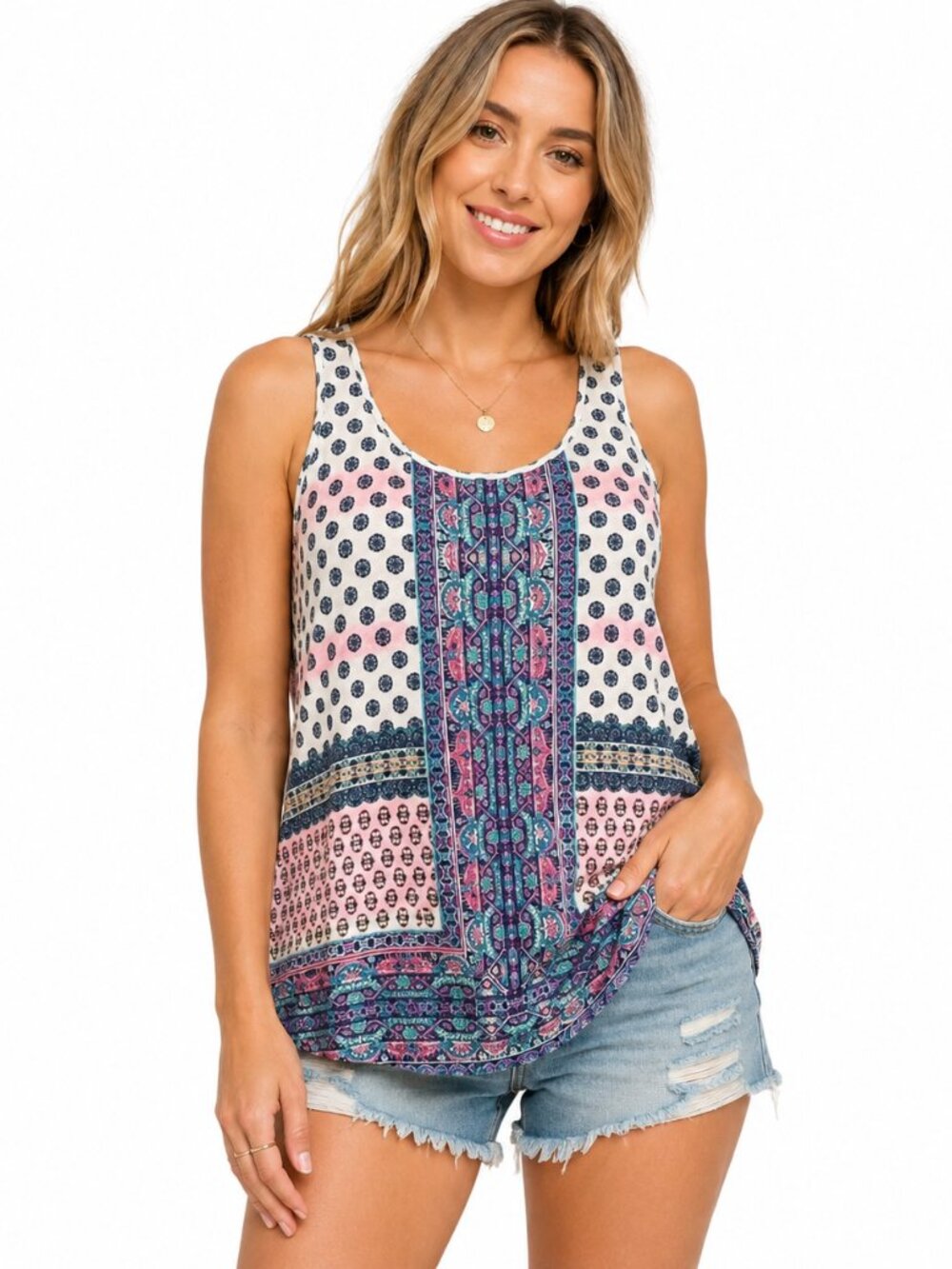 Rose & Olive Boho Print Tank Top